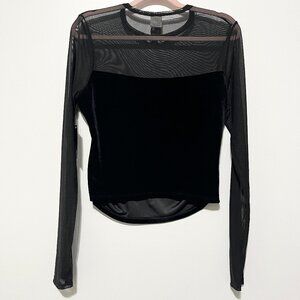 Wild Fable Juniors Mesh Velvet Top L Sheer Whimsigoth Cyber Punk Rave Baddie Alt